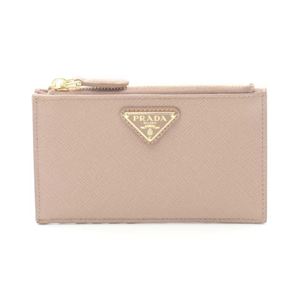 Prada SAFFIANO TRIANG Card Case Wallet Accessory Leather Pink